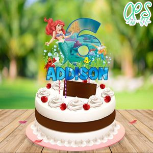 Little Mermaid Birthday Cake Topper Template Printable Instant Download