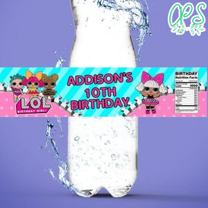 Lol Surprise Dolls Birthday Water Bottle Label Template to Print at Home Instant Download