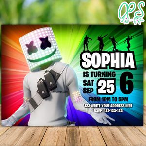 Printable Dj Marsh Birthday Invitation Instant Download