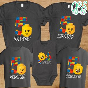 Lego Building Blocks Birthday Family Matching Party Shirts