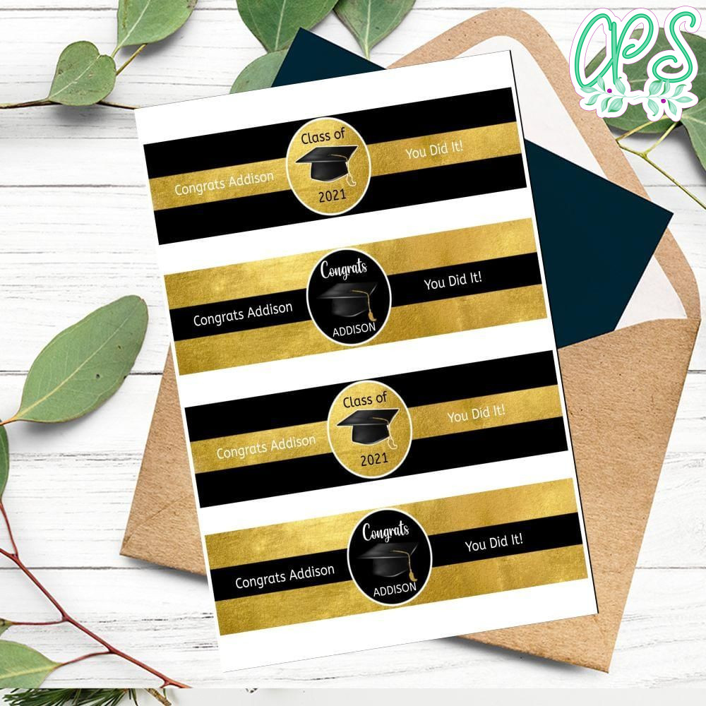 Class of 2025 Graduation Bottle Label Template to Print at Home Instant Download