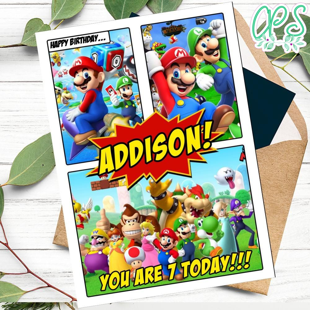 Super Mario Birthday Card for Your kids to Print at Home DIY ...