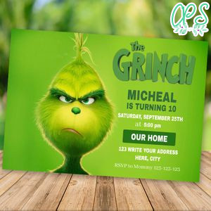 The Grinch Movie Invitation. Birthday Invitation - Grinch Birthday Party