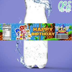 Sonic the Hedgehog Birthday Water Bottle Label Template to Print at Home Instant Download