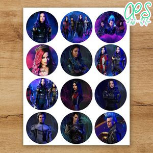 Editable Descendants 3 Cupcake Toppers Instant Download