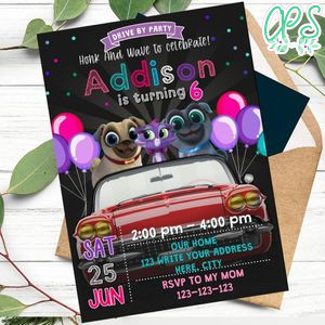 Puppy Dog Pals Drive By Birthday Parade Invitation Printable for Girl Instant Download