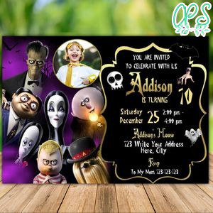 Printable Addams Family Birthday Invitation Template With Photo Instant Download