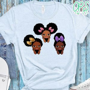 Peekaboo girl with puff afro ponytails PNG file template