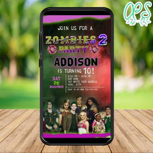 Mobile Disney Zombies 2 Birthday Electronic Invite Invitation Instant Download