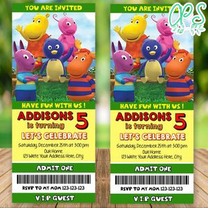 Editable Backyardigans Birthday Ticket Invites Instant Download