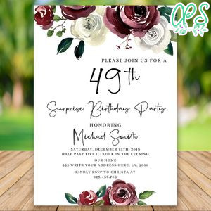 ditable Surprise 49th Women Birthday Invitation Instant Download
