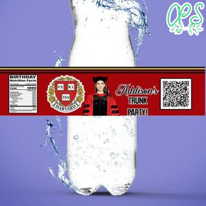 Harvard University Water Bottle Label Template to Print at Home Instant Download