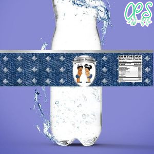 Baby Princess Denim or Diamond gender reveal Water Bottle Label Template to Print at Home Instant Download