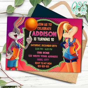 Lola and bugs bunny Invitation Template to Print at Home Instant Download
