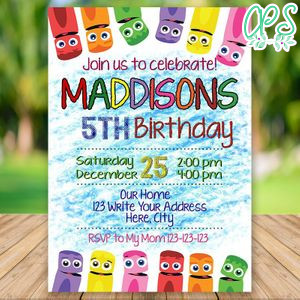 Editable Color Crew Invitation - Art Party Invitation Instant Download
