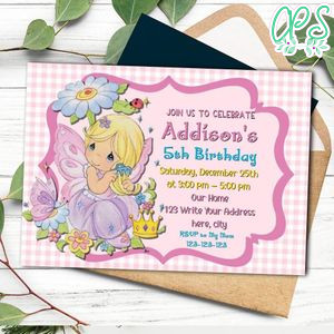 Precious moments Birthday Invitation Template to print at home Instant Download
