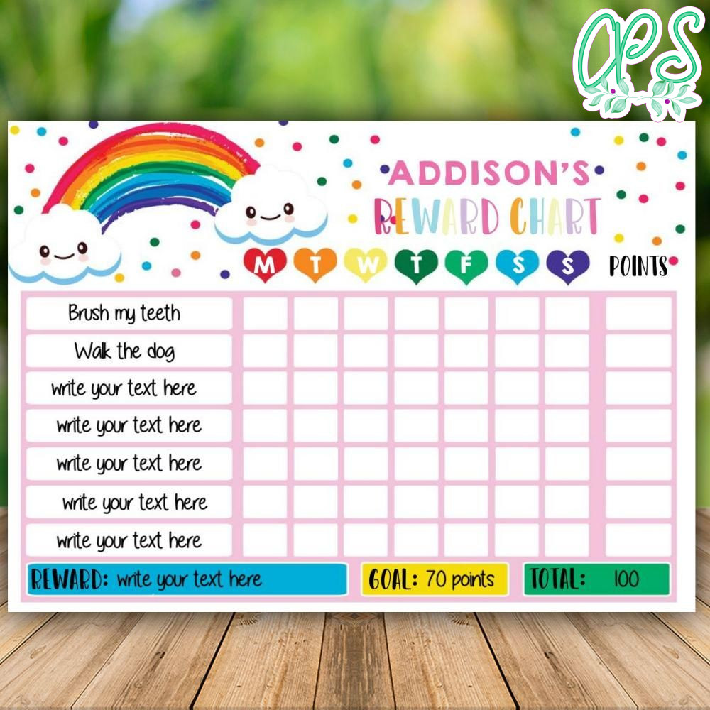 Printable Rainbow Reward Chart Instant Download | CustomPartyShirts