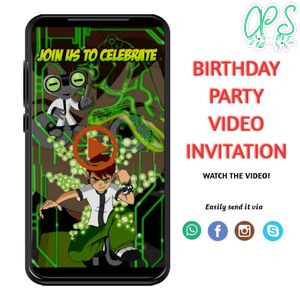 Ben 10 Video Invitation Digital Template Customizable Instant Download