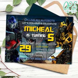 Transformers Invitation Customizable Template Instant Download