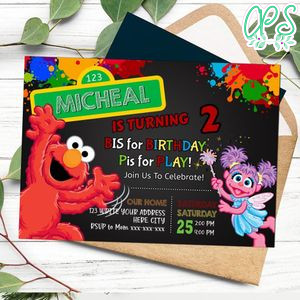 Elmo and Abby cadabby Invitation Customizable Template Instant Download