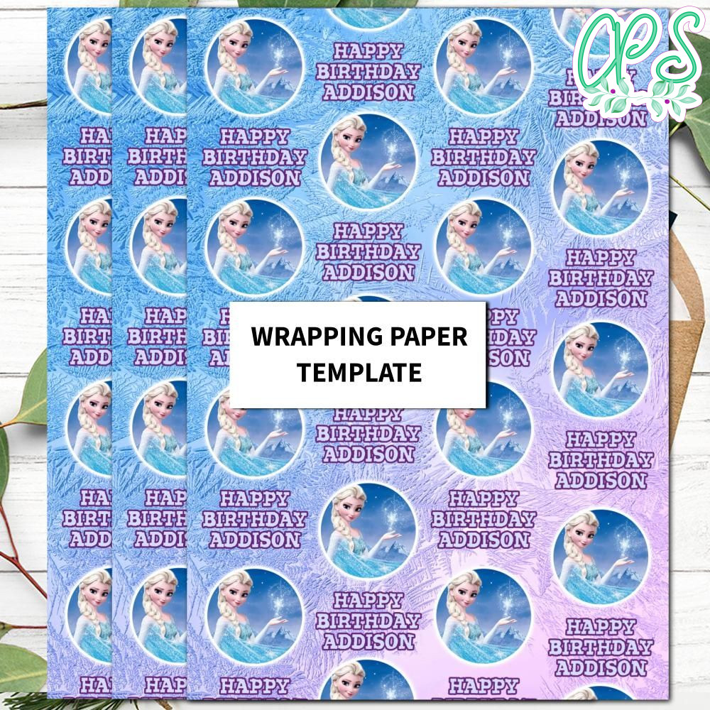 Disney Elsa Wrapping Paper Template to Print at Home DIY