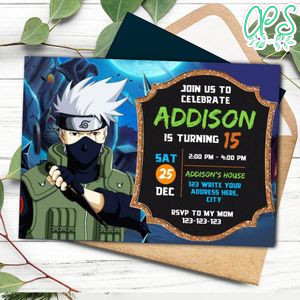 Kakashi Naruto Birthday Invitation Customizable Template Instant Download