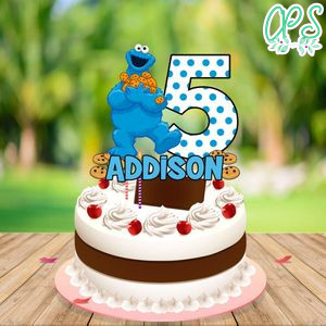 Cookie Monster Birthday Cake Topper Template Printable Instant Download