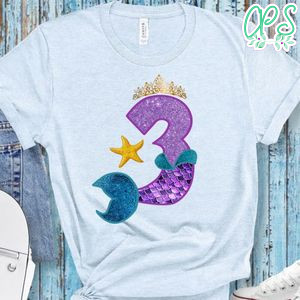 Mermaid Shirt Three Birthday PNG file template