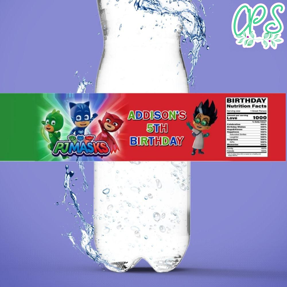 Pj Mask Water Bottle Label Template DIY CustomPartyShirts