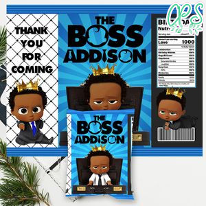 Baby Boss America African Birthday Chip Bag Digital File Printable Instant Download