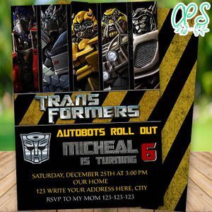 Editable Transformers Party Invites Instant Download