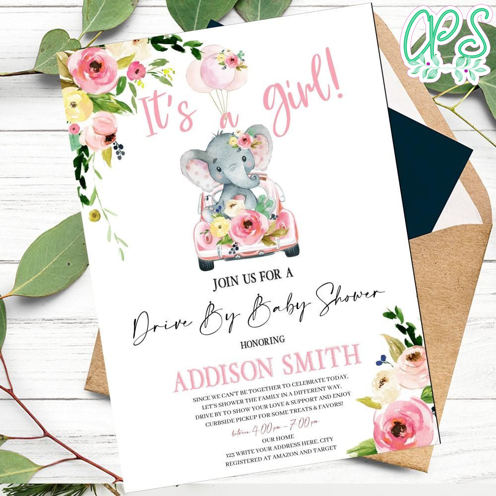 Drive thru Baby Shower Invitation Printable Instant Download