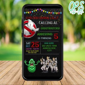 Mobile Ghostbusters Birthday Electronic Invite Invitation Instant Download