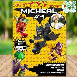 Editable Lego Batman Birthday Invitation With Photo Instant Download