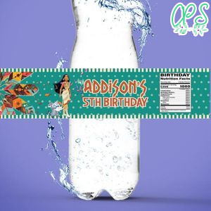 Pocahontas Birthday Water Bottle Label Template to Print at Home Instant Download