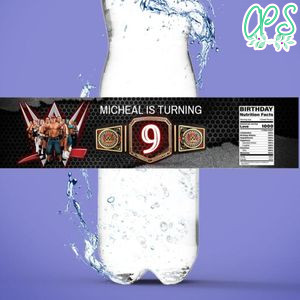 WWE Birthday Water Bottle Label Template to Print at Home Instant Download