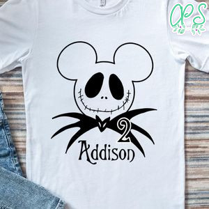 Jack Skellington Mickey Mouse Birthday Boy Iron On Transfer Shirt Template Instant Download