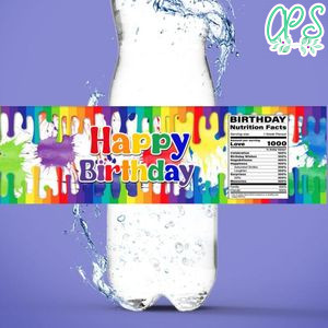 Paint Party squeezed Juice Label Template to Print at Home Instant Download