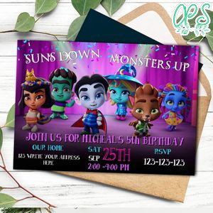Editable Super Monsters Birthday Party Invitation Digital File