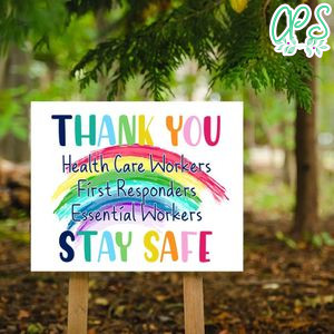Thank you Rainbow Healthcare Workers Yard Sign Printable Instant Download