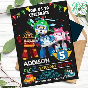 Robocar poli Invitation Template to Print at Home Instant Download