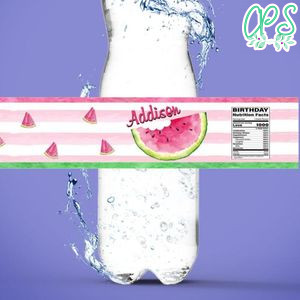 Watermelon Water Bottle Label Template to Print at Home Instant Download