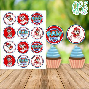 Marshall Paw Patrol Cupcake Topper Digital File Printable Instant Download