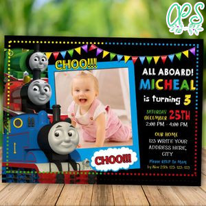 Editable Thomas the Tank Engine Invitation With Photo Instant Download
