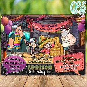 Printable Gravity Falls Birthday Invitation Instant Download