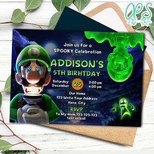 Luigi's Mansion Invitation Customizable Template Instant Download