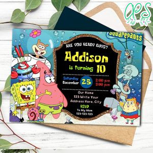 Spongebob Invitation Customizable Template Instant Download