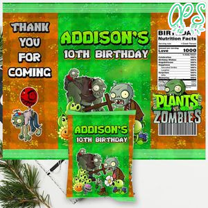 Plants vs Zombies Chip Bag Digital File Printable Instant Download