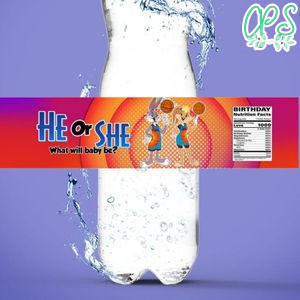 Space Jam 2 gender reveal Water Bottle Label Template to Print at Home Instant Download