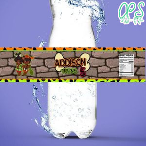 African Flintstone Water Bottle Label Template to Print at Home Instant Download